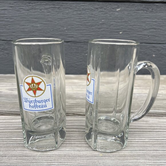 2 VTG Wurzburger Hofbrau Bavarian Pilsner Beer Glass Stein Mug - Picture 1 of 13